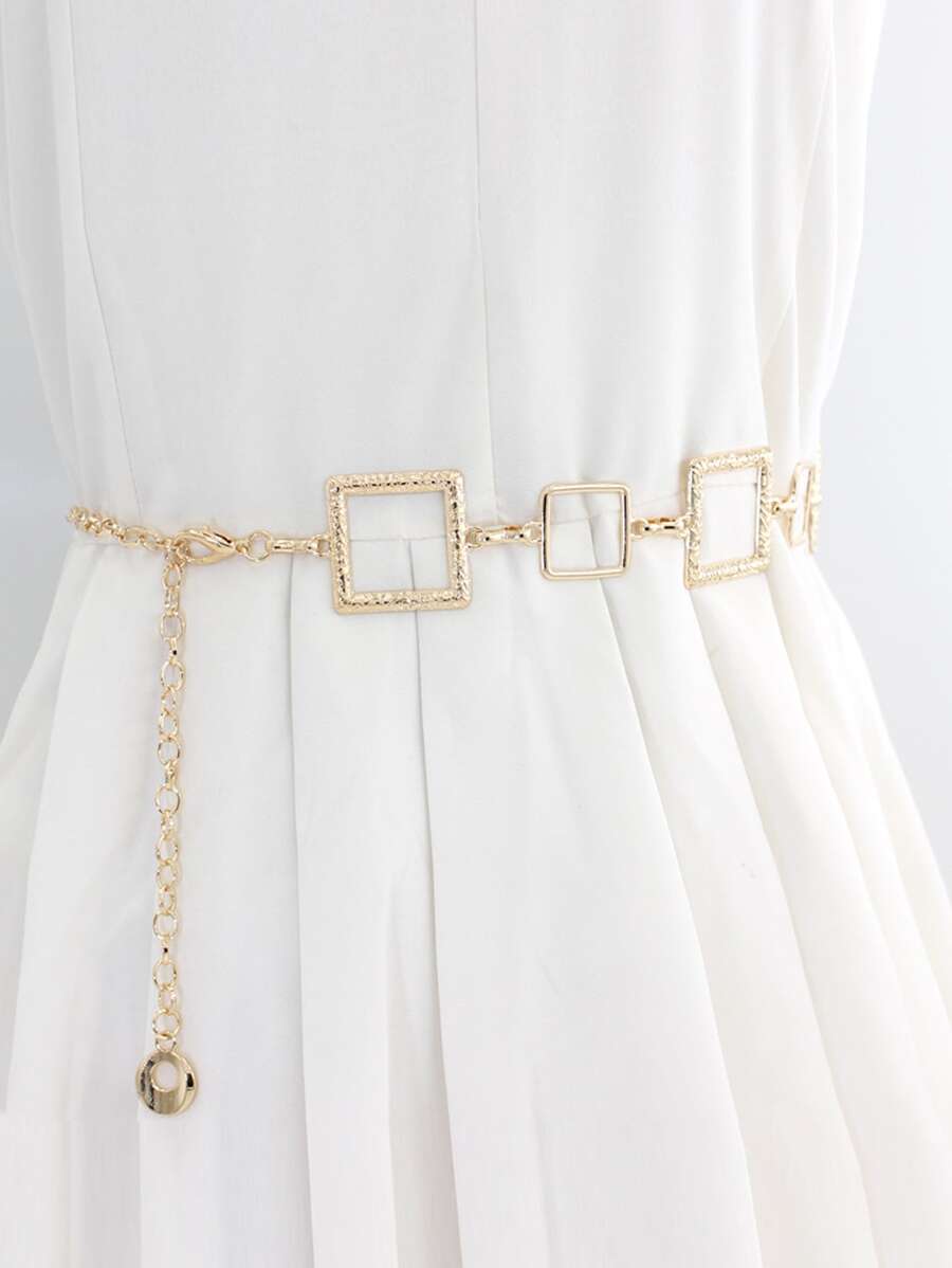Square Decor Chain Belt - Gold - View 1