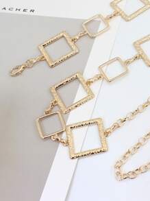 Square Decor Chain Belt - Gold - View 2