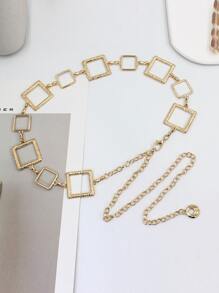 Square Decor Chain Belt - Gold - View 3