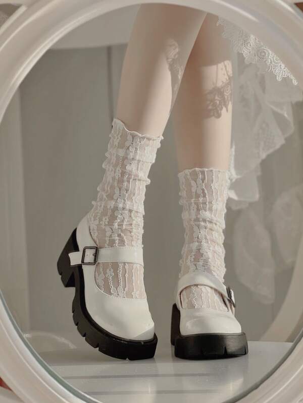 Floral Pattern Crew Socks