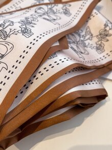 1pc Floral Print Skinny Scarf Skinny Scarf Women's Imitation Silk Satin Neckerchief Long Thin Narrow Handbag Handle Ribbon Hat Decoration Streamer