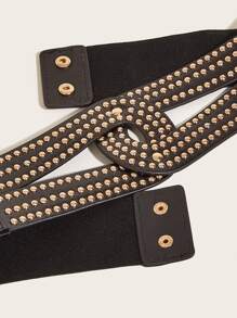1條黑色鑲鑽腰帶 - 黑色 - 查看 4