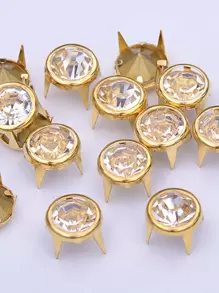 50pcs Crystal Decorative Nail Head, Metallic Rhinestone Decor Sturdy Durable Decorative Nail For Cloth, Shoes, Bag - Multicolor - View 1