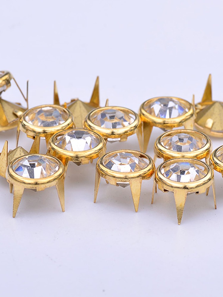 50pcs Crystal Decorative Nail Head, Metallic Rhinestone Decor Sturdy Durable Decorative Nail For Cloth, Shoes, Bag - Multicolor - View 3