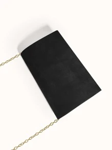 Metal Decor Flap Envelope Bag - Black - View 2