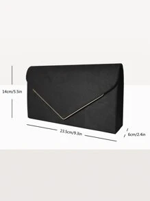Metal Decor Flap Envelope Bag - Black - View 7