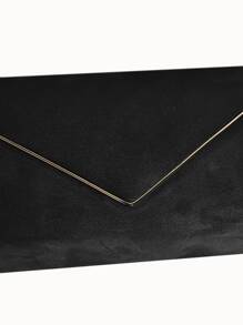 Metal Decor Flap Envelope Bag - Black - View 8