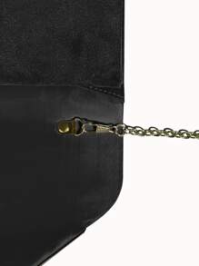 Metal Decor Flap Envelope Bag - Black - View 10