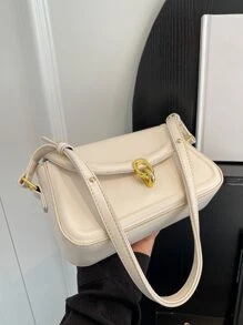 Minimalist Flap Square Bag - White - View 5