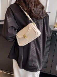 Minimalist Flap Square Bag - White - View 7