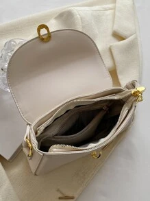 Minimalist Flap Square Bag - White - View 10