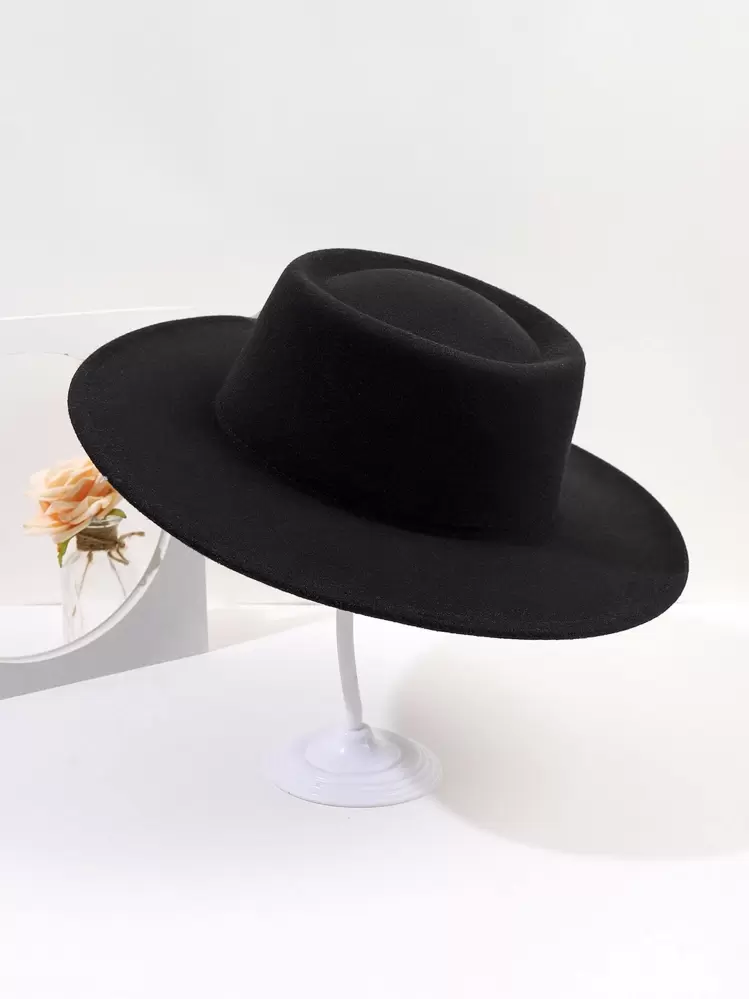 Solid Fedora Hat - Black - View 2
