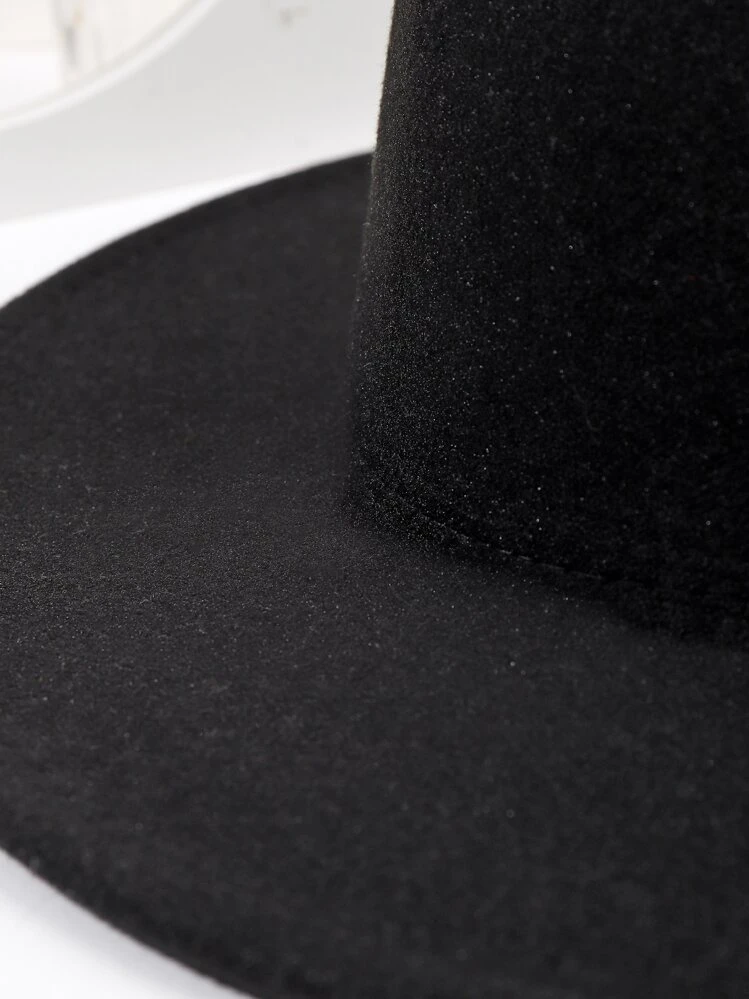 Solid Fedora Hat - Black - View 4