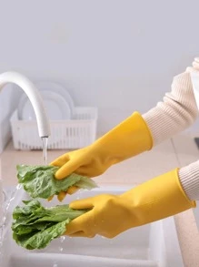 1入組乳膠家用加厚洗碗手套 - 黃色 - 查看 1