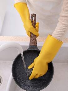 1入組乳膠家用加厚洗碗手套 - 黃色 - 查看 3