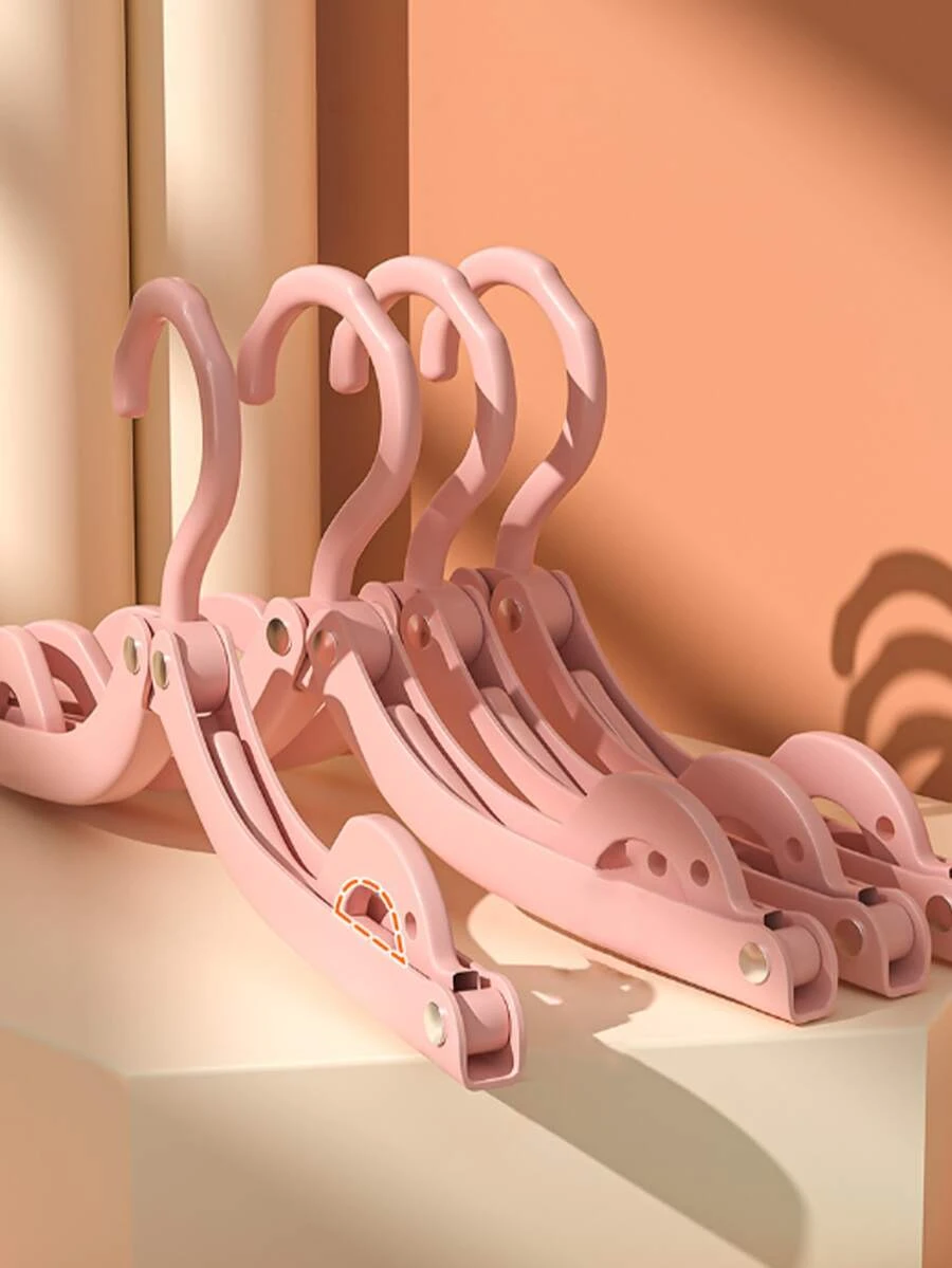 2入組/套塑膠粉色可折疊防滑衣架適用於旅行