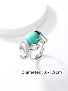 1枚簡約時尚多用途象形綠松石鑲嵌戒指 - 彩色 - 查看 4