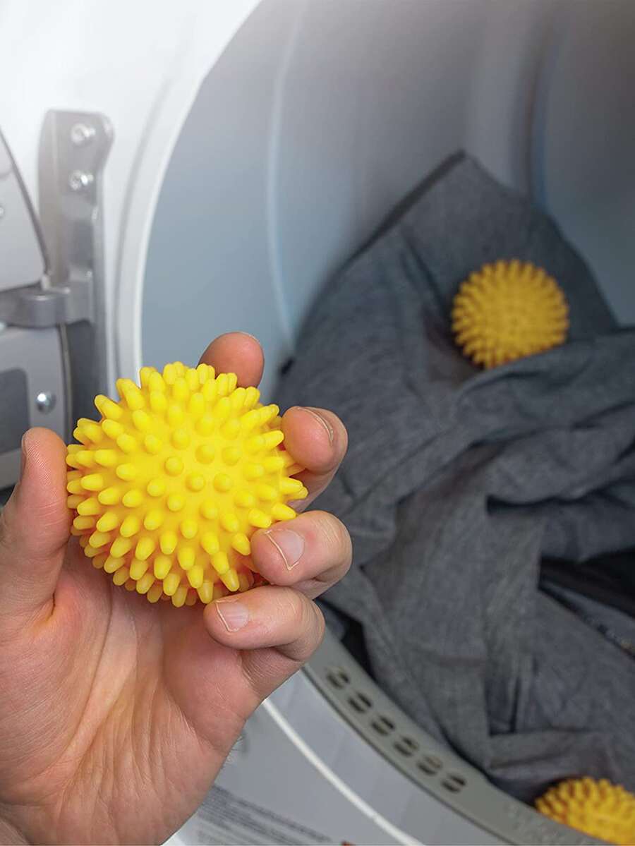 1pc Plastic Laundry Ball, Yellow Reusable Laundry Dryer Ball For Household - Yellow - View 1