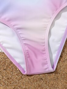 Tween Girl 3packs Ombre Bikini Set & Drawstring Waist Kimono Summer Beach - Multicolor - View 5