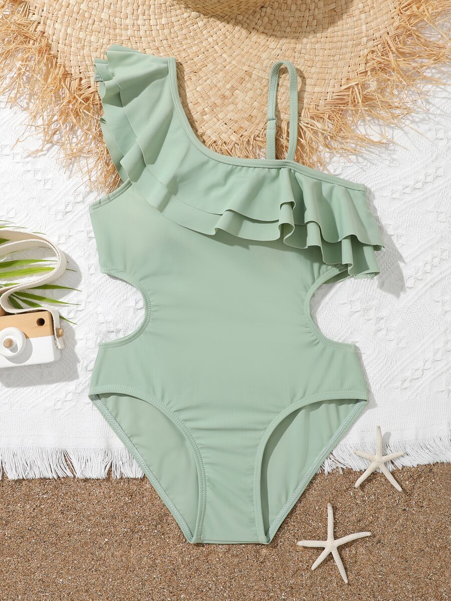 Bañador una pieza ribete fruncido