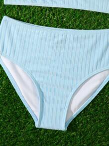 Tween Girl Asymmetrical Cut-Out Bikini Set Summer Beach - Baby Blue - View 4