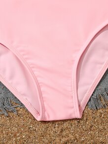 Tween Girl Tropical Print Bikini Set With Cover Up Summer Beach - Multicolor - View 4