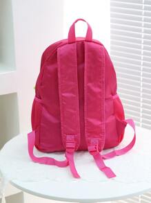 1pc New Solid Color Foldable Fashion Backpack, Nylon Fabric Zipper Closure Women Casual Daypack Suitable For Commuting, Work & Outdoor Activities