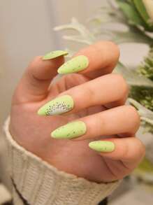 24入組長款杏仁水果樣式假指甲和1入組指甲銼和1張膠帶 - 彩色 - 查看 1