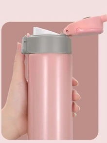 1 pieza Botella termo portátil de acero inoxidable aislado moderno de dos tonos para exterior - Rosa - Ver 3
