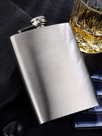 1 Pieza De Petaca Plana Portátil De Acero Inoxidable Para Exteriores, Botella De Whisky De Bolsillo, Petaca Para Camping Al Aire Libre