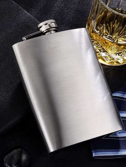 1 Pieza De Petaca Plana Portátil De Acero Inoxidable Para Exteriores, Botella De Whisky De Bolsillo, Petaca Para Camping Al Aire Libre