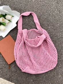 Bolso de ganchillo con abertura - Rosa - Ver 5