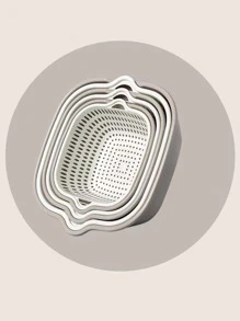 6 Cái/bộ Rổ Thoát Nước PP, Rổ Thoát Nước Hai Lớp Trái Cây Và Rau Đa Năng Cho Nhà Bếp - Xám - Xem 11