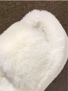 Fall/Winter Women Minimalist Single Band Home Slippers, Fashion White Bedroom Slippers,Halloween,Fluffy Slippers - Beige - View 5