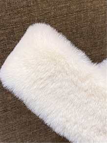 Fall/Winter Women Minimalist Single Band Home Slippers, Fashion White Bedroom Slippers,Halloween,Fluffy Slippers - Beige - View 6