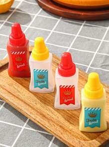 2pcs/Set Portable PP Seasoning Squeeze Bottle, Yellow & Red Squeeze Bottle For Kitchen, Thanksgiving Day Gift, Harvest Festival, Family Dinner - Red - View 2