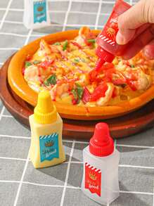 2pcs/Set Portable PP Seasoning Squeeze Bottle, Yellow & Red Squeeze Bottle For Kitchen, Thanksgiving Day Gift, Harvest Festival, Family Dinner - Red - View 4