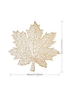 1pc PVC Place Mat, Leaf Shaped Place Mat For Dining Table - Gold - View 2