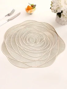 1 tấm thảm thiết kế hoa, tấm lót PVC hiện đại cho bàn ăn - Vàng - Xem 1