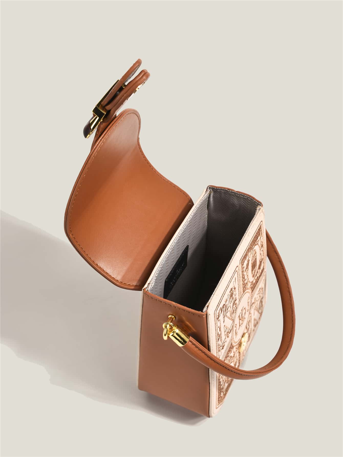 迷你字母刺繡扣飾小鹿手提包 - 彩色 - 查看 7