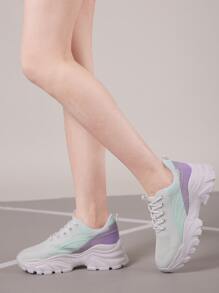 Women's Elegant Striped Decorative Knit Casual Sneakers, Plain Color, Autumn/Winter