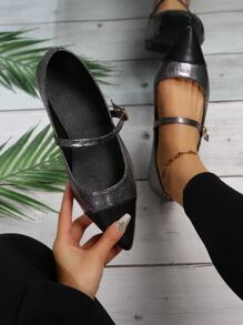 Glamorous Mary Jane Flats Women Two Tone Point Toe Flats - Multicolor - View 6