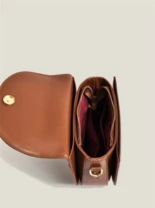 Bolso sillín mini de dos tonos en relieve geométrico con solapa - Verde - Ver 6