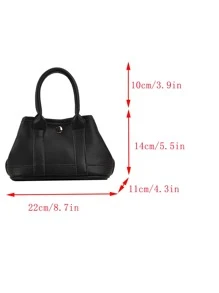 Litchi Embossed Satchel Bag - Black - View 4