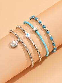 4入組/套星星和太陽裝飾串珠手鏈 - 彩色 - 查看 2