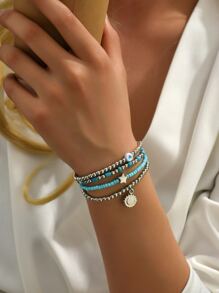 4入組/套星星和太陽裝飾串珠手鏈 - 彩色 - 查看 3