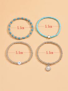 4入組/套星星和太陽裝飾串珠手鏈 - 彩色 - 查看 4