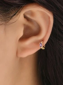 Hoa tai dạng vòng trang trí bằng đá Zirconia - Vàng - Xem 1