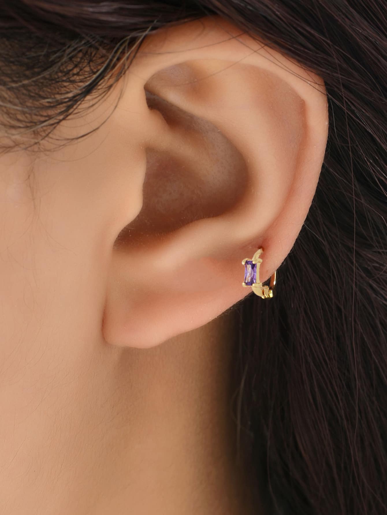 Hoa tai dạng vòng trang trí bằng đá Zirconia - Vàng - Xem 1