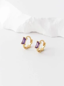 Hoa tai dạng vòng trang trí bằng đá Zirconia - Vàng - Xem 2